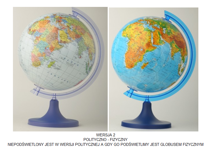 GLOBUS PODŚWIETLANY 25 CM - 2 WZORY Średnica 25 cm