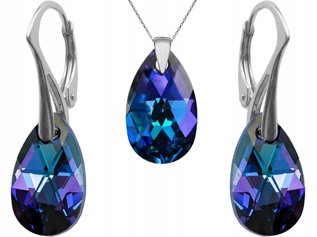 

Komplet Swarovski Migdał 16mm Heliotrope