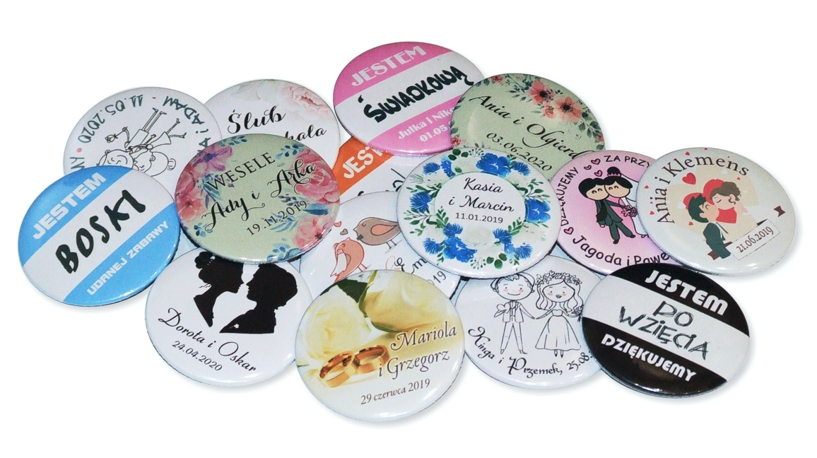 przypinki WESELE panieński KAWALERSKI studniówka Marka inny