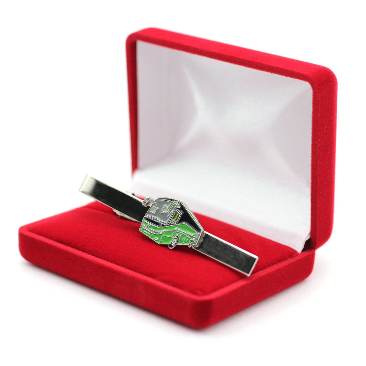 ZIELONY AUTOBUS KIEROWCY SPINKA DO KRAWATA Z ETUI Materiał inny