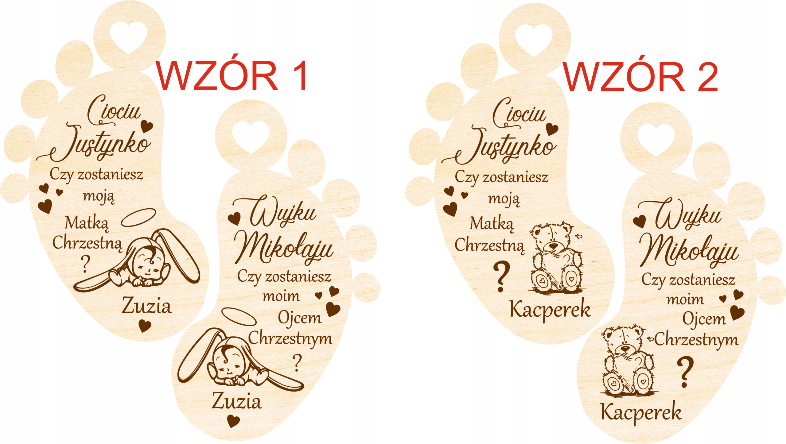 PROŚBA CIOCIU CZY ZOSTANIESZ MOJĄ CHRZESTNĄ STÓPKA Kolor brązowy