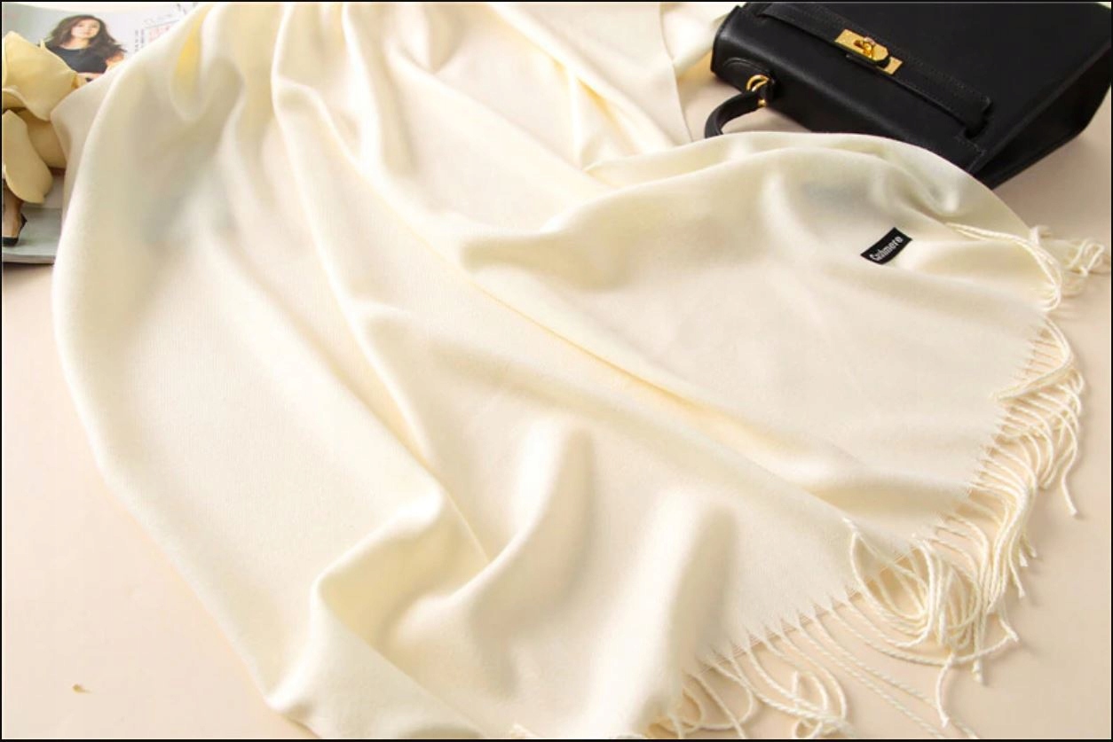 DUŻY SZAL szalik PASTELE kaszmirowy KASZMIR ekri Wzór dominujący bez wzoru