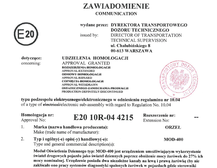 DRL HOSSZÚ NAPPALI FÉNY MODUL NAPI EAN (GTIN) 5903858996400