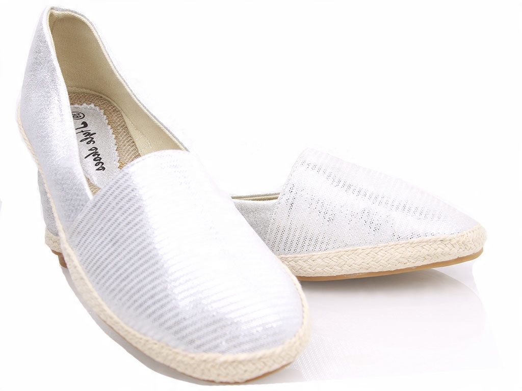 

Espadryle Balerinki Baleriny Srebrne E2A148 39