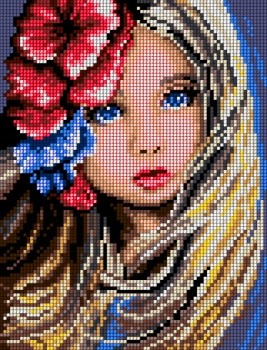 Vyšívací sada křížová holka s květinami 5497 18x24cm Gobelínek