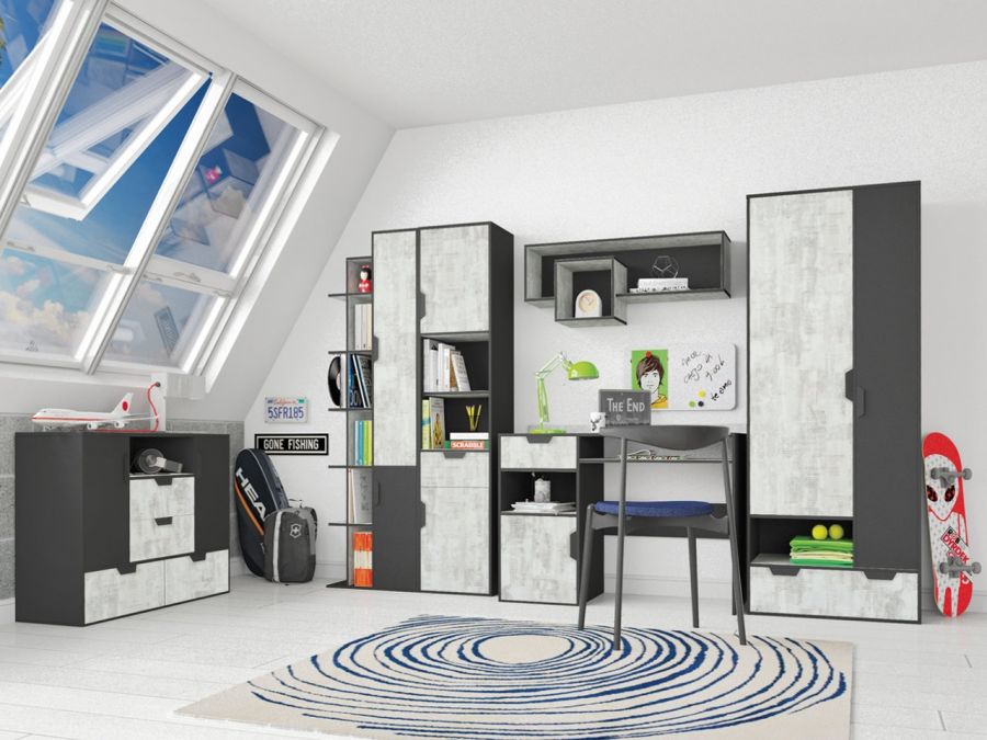 Szare nowoczesne biurko młodzieżowe 125 cm NO9 Wysokość przestrzeni na nogi 0 cm