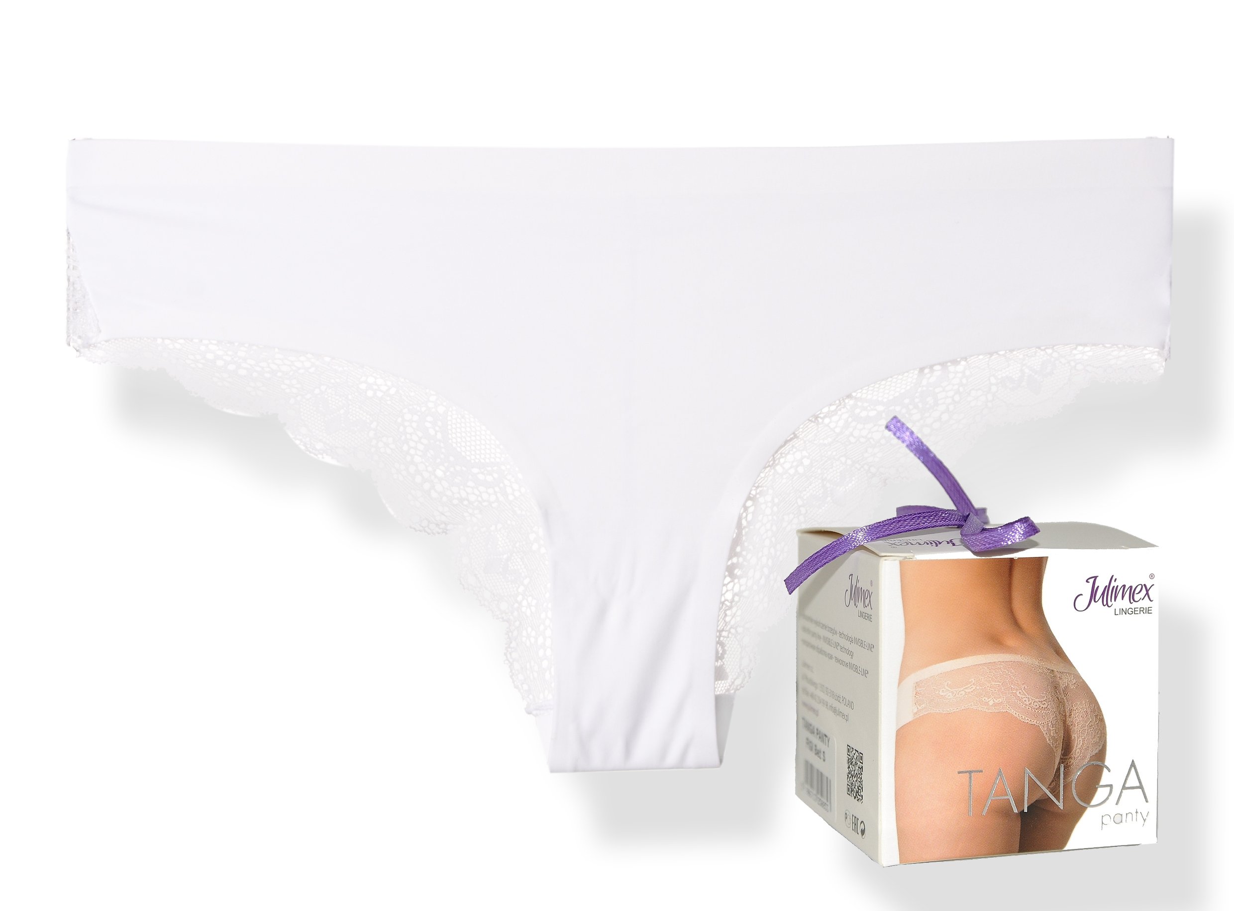 

Julimex Tanga koronka bezszwowe białe rozmiar M
