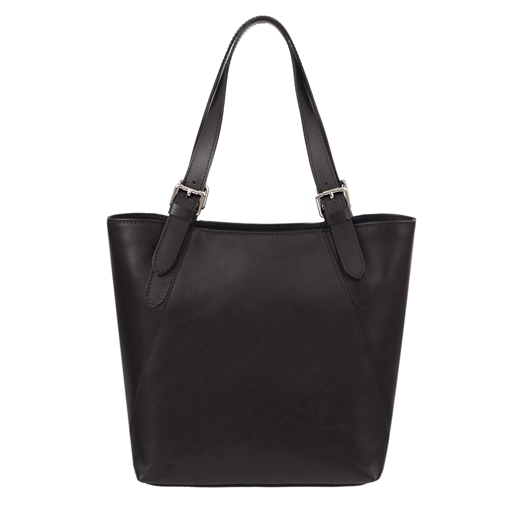 

L'artigiano Włoska Czarna A4 Torebka Skóra shopper