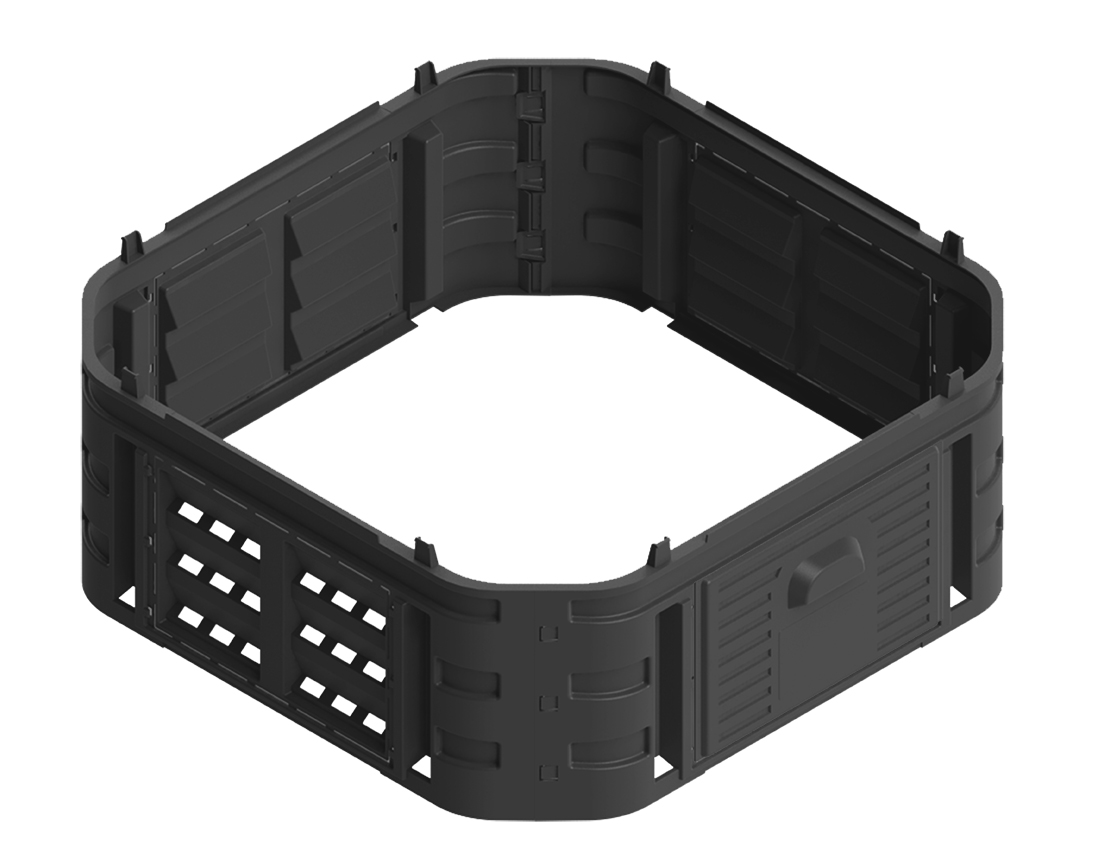 Komposto dėžė sodui, 1000 l, modulinė, juoda