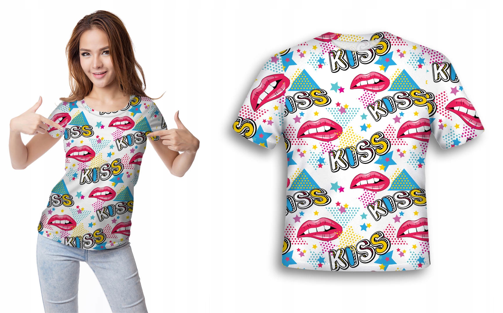 

Koszulka 3D Grafika Kiss Usta M Modna Trwała