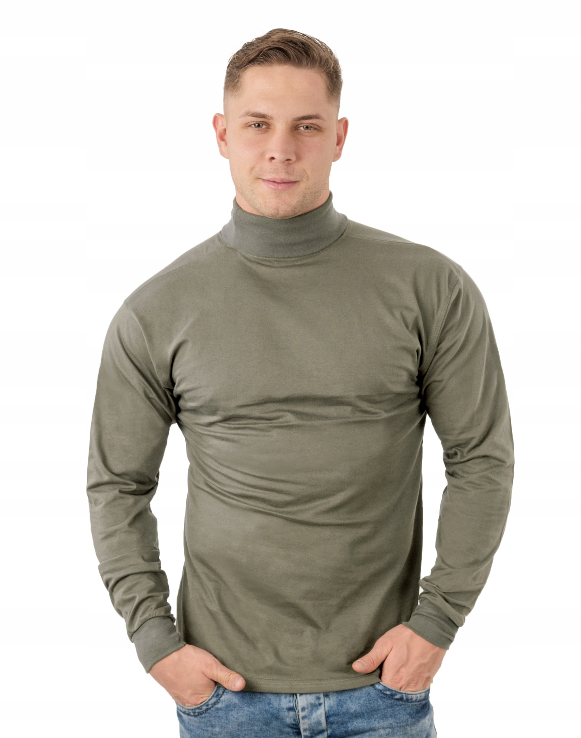 

Elegancki Sweter Golf Męski Golfy Wxm 6XL oliwkowy