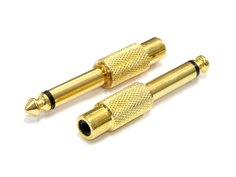 

Gniazdo Rca na wtyk duży Jack 6,3mm Mono pozłacany