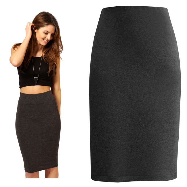 S SPÓDNICA TUBA midi DZIANINA OŁÓWEK 36