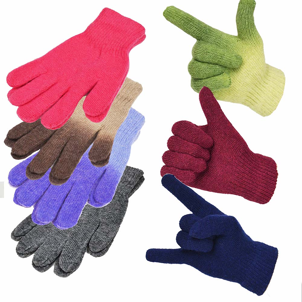 Ciepłe Rękawiczki z Angory Angora Jesień Zima Rodzaj pięciopalczaste