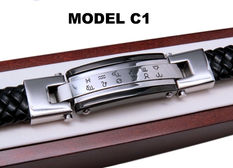 SREBRNA BRANSOLETA BRANSOLETKA MĘSKA STAL 316L SKÓRA NATURALNA GRUBA 16 MM Splot Inny splot