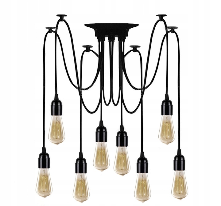 LAMPA SUFITOWA WISZĄCA ŻYRANDOL PAJĄK 8 E27 LED