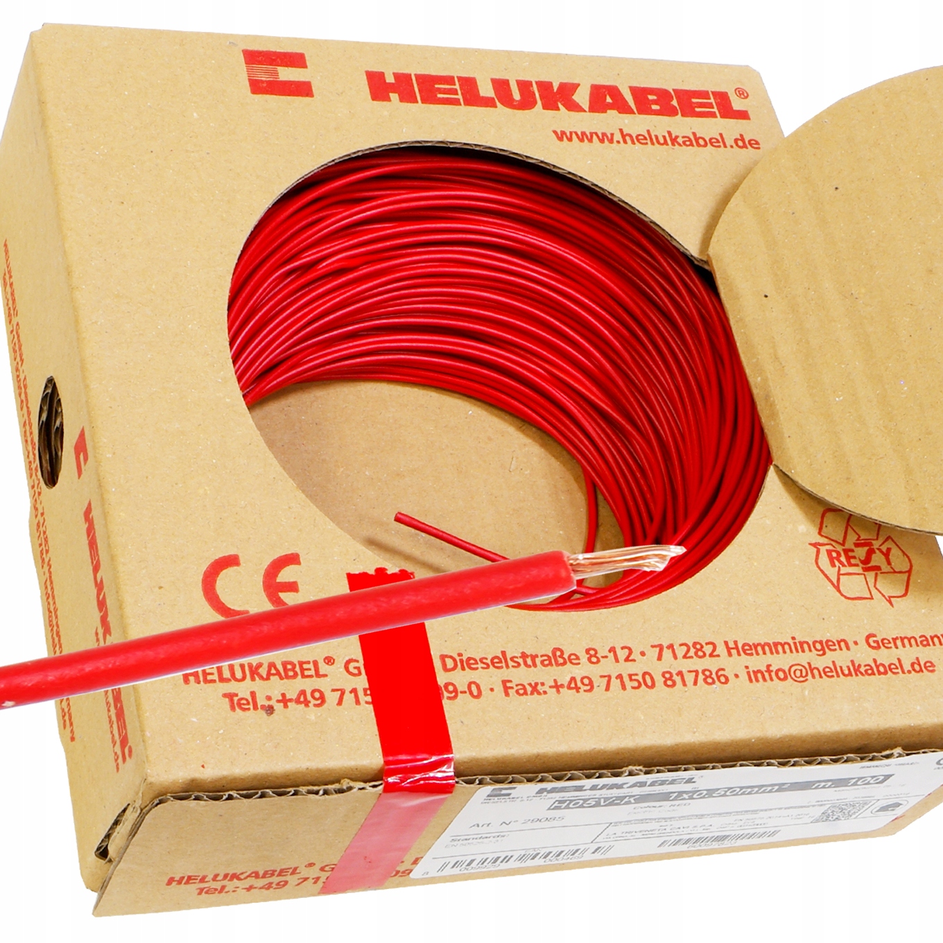 Kabel Lgy 0,5 mm červený Helukabel 500 V 100 m