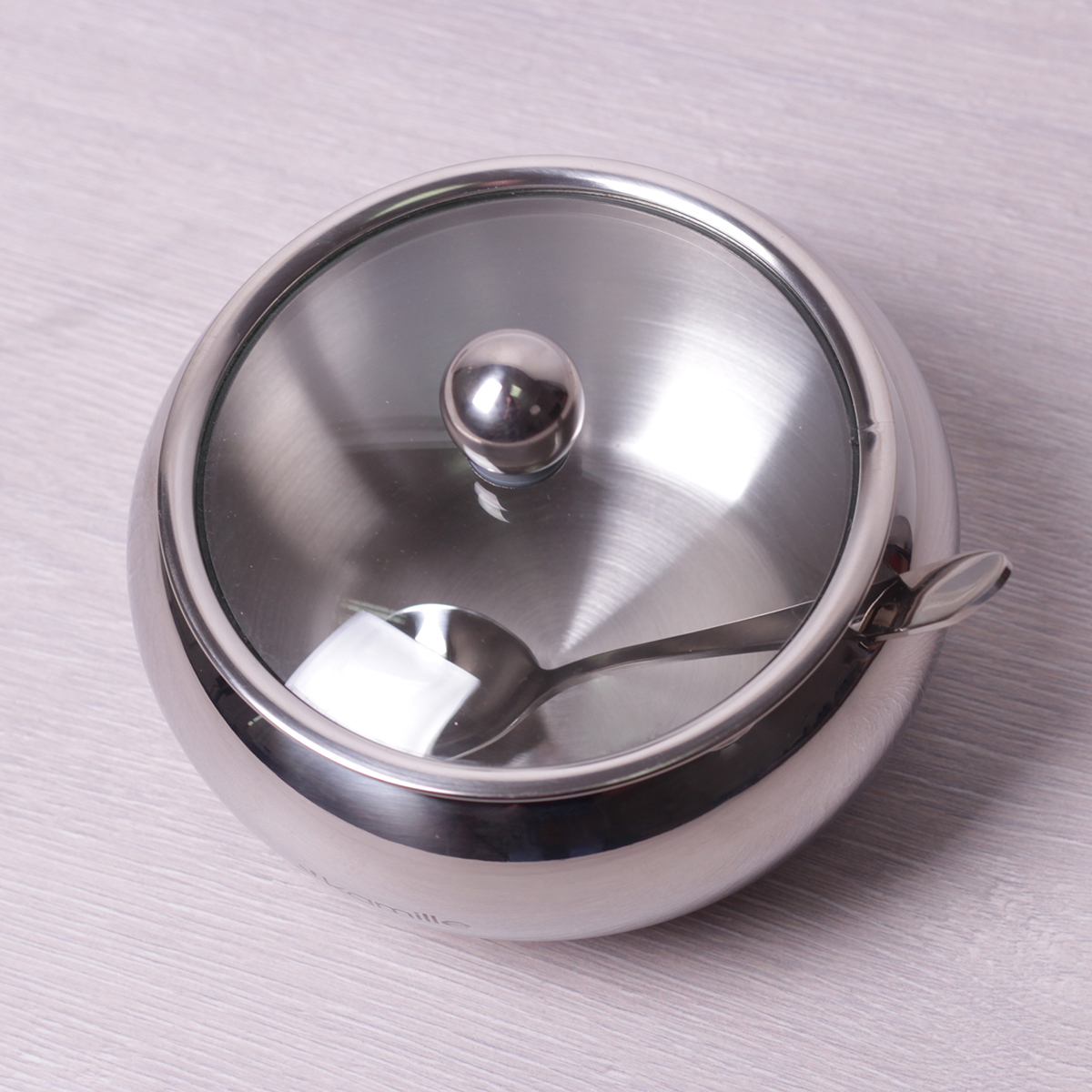 CUKIERNICA STALOWA z ŁYŻECZKĄ CUKIERNICZKA KAMILLE Marka Kamille