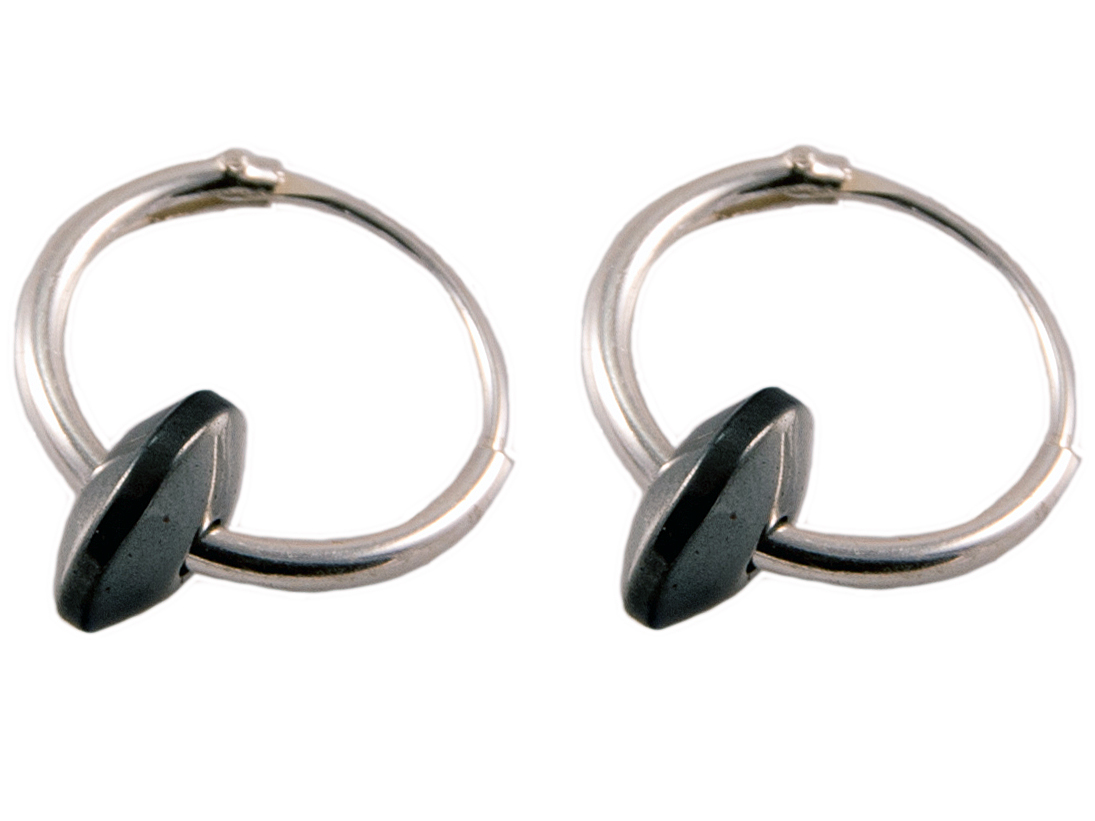 

Versil kolczyki kółka 12 mm hematyt srebro 925