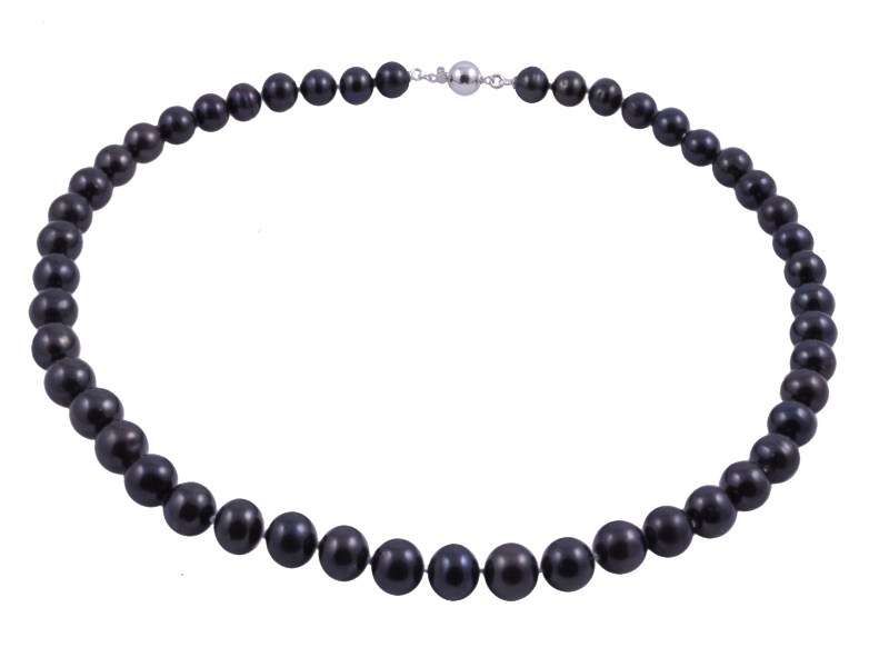Neobvyklý Stříbrný Náhrdelník S Černými Perlami