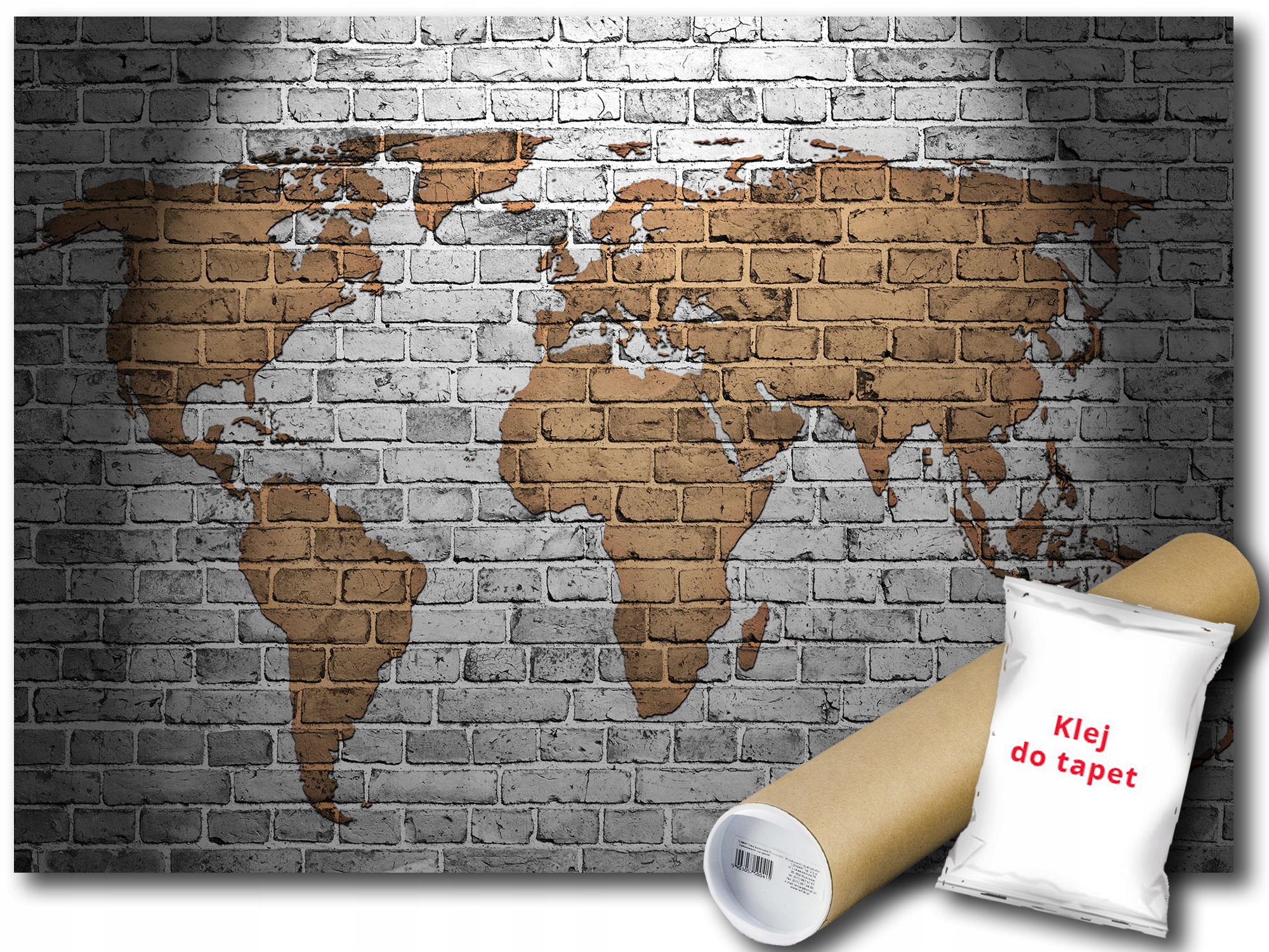 Vinylová Fototapeta Mapa Světa Cihla 254x184