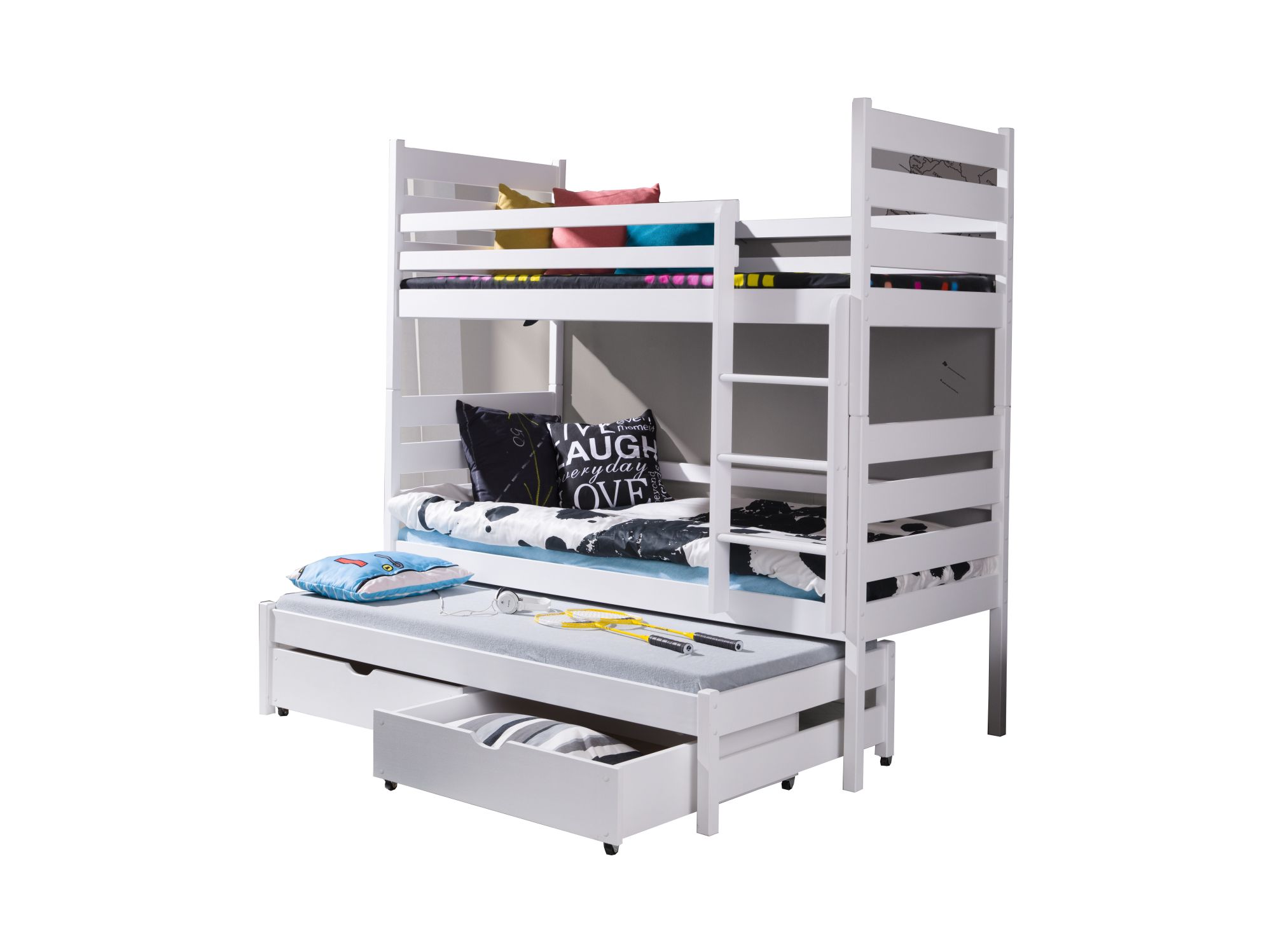 Двухъярусная кровать TOBI 80x180 + матрас, белый