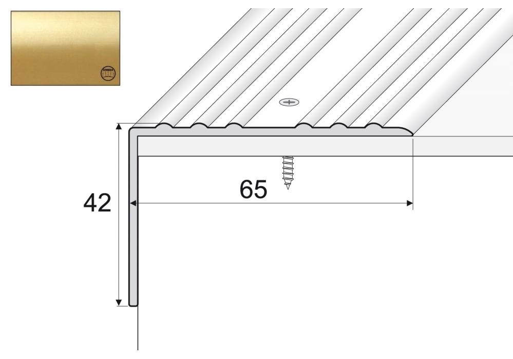 

Kątownik aluminiowy A32, 90cm Złoto 42x65mm