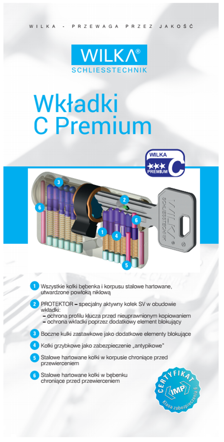 Vložka s gombíkom Wilka trieda C Premium 30/30G Ďalšie informácie Certifikát