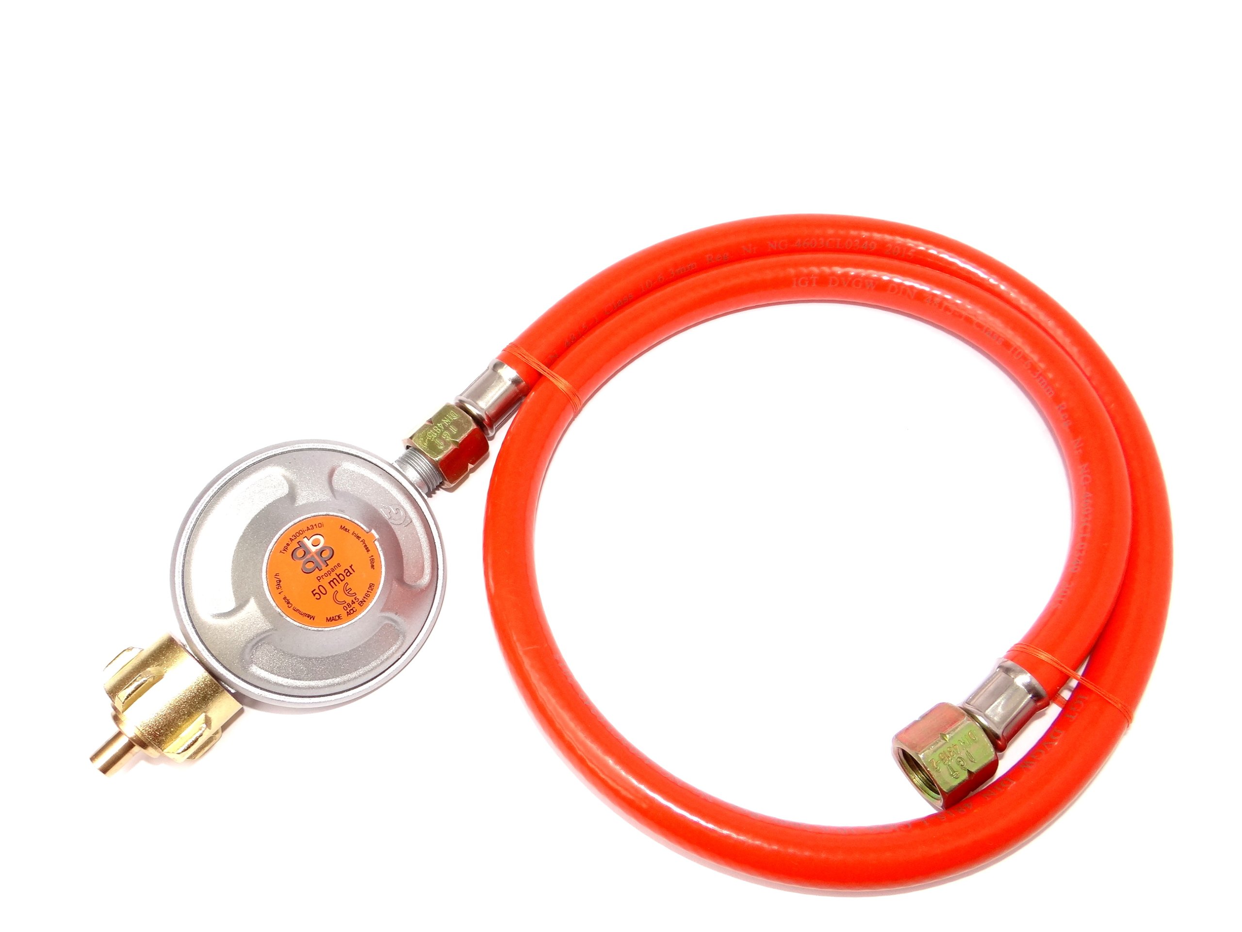 

Reduktor 50 mbar Wąż 2 m Okuty 1/4" Zestaw