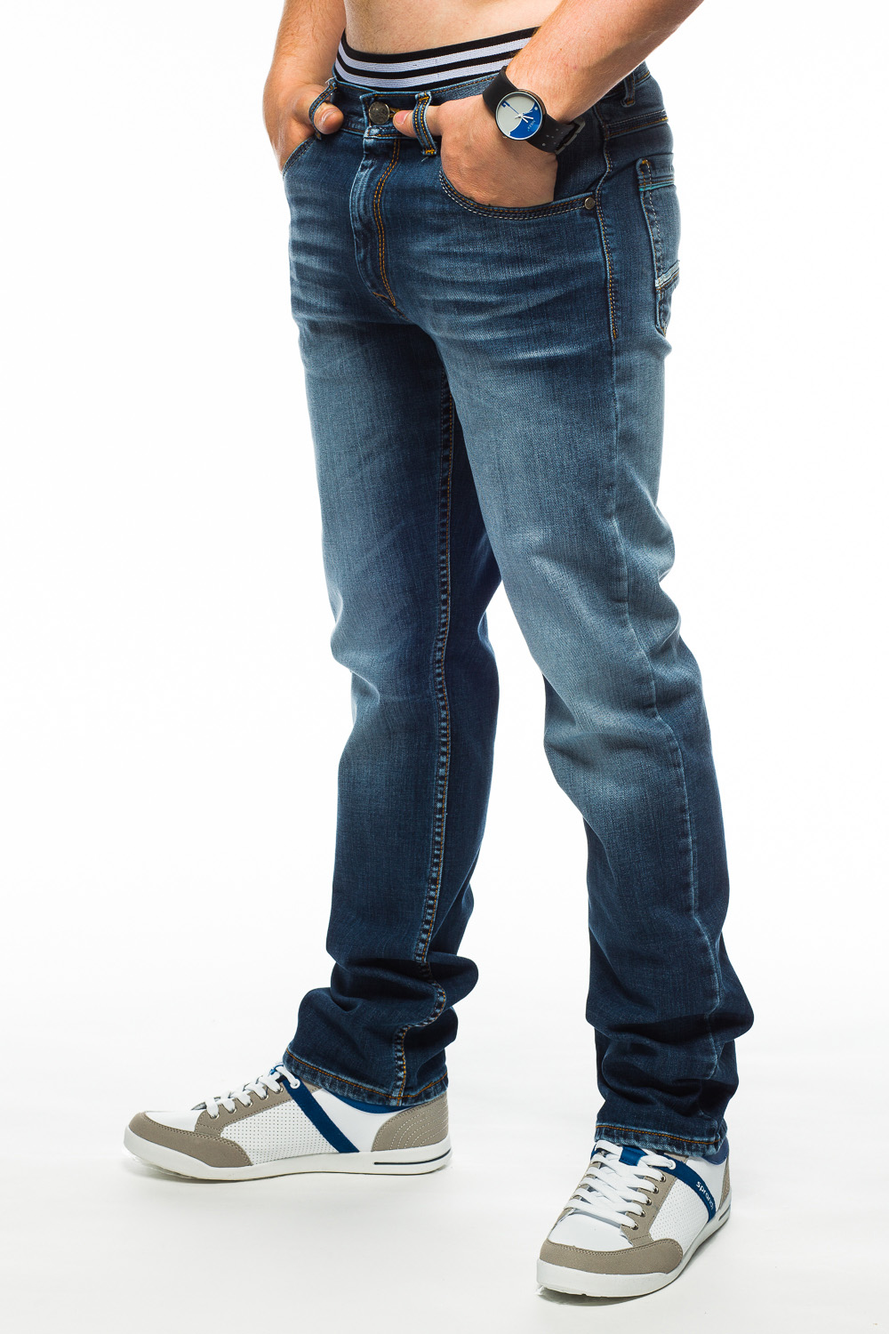 SPODNIE MĘSKIE STANLEY JEANS - 400/142 - 94cm L32 Zapięcie zamek