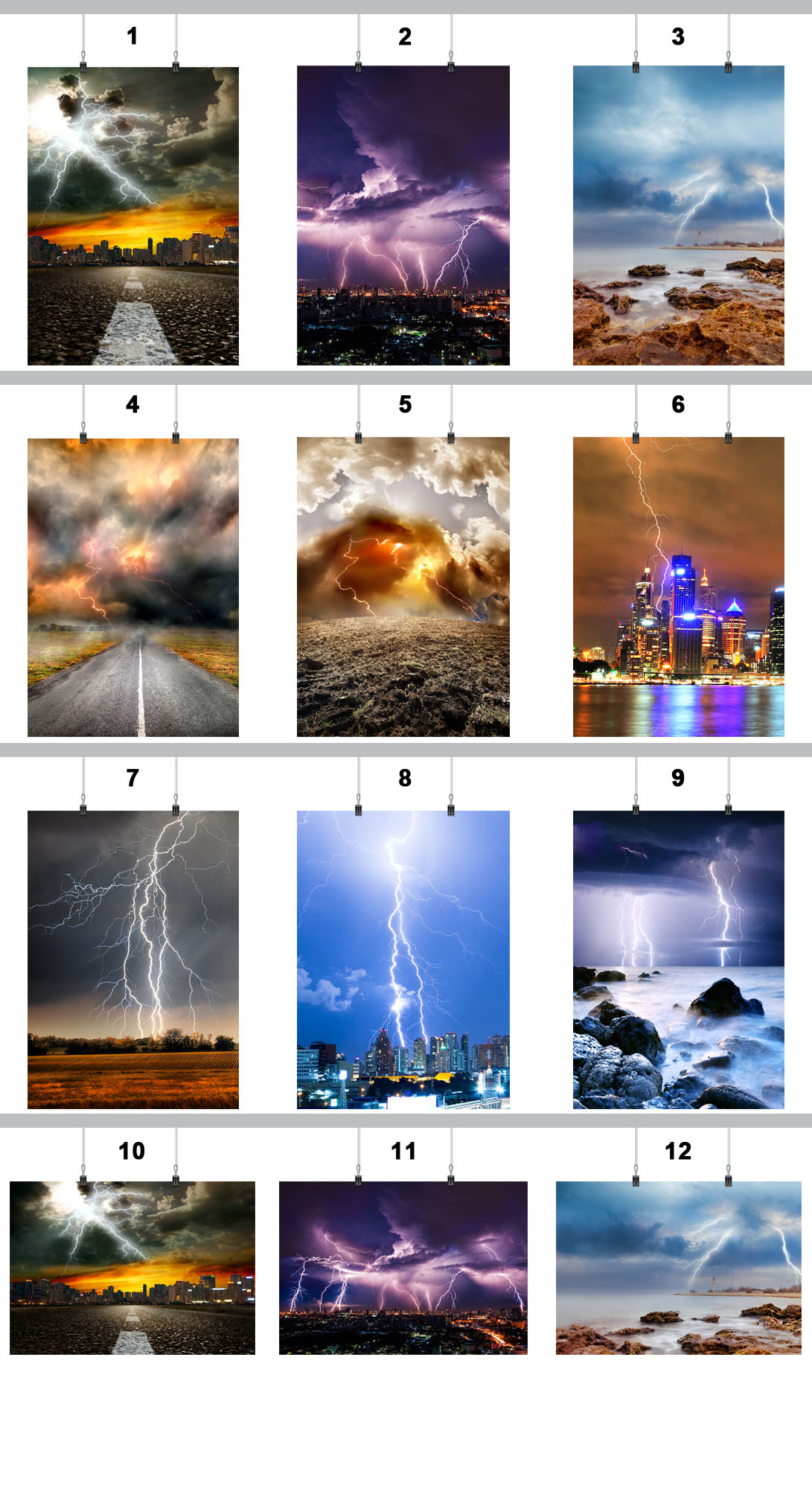 PLAKAT PIORUN BURZA 90x60 CM 18 WZORÓW MATOWY Marka inna