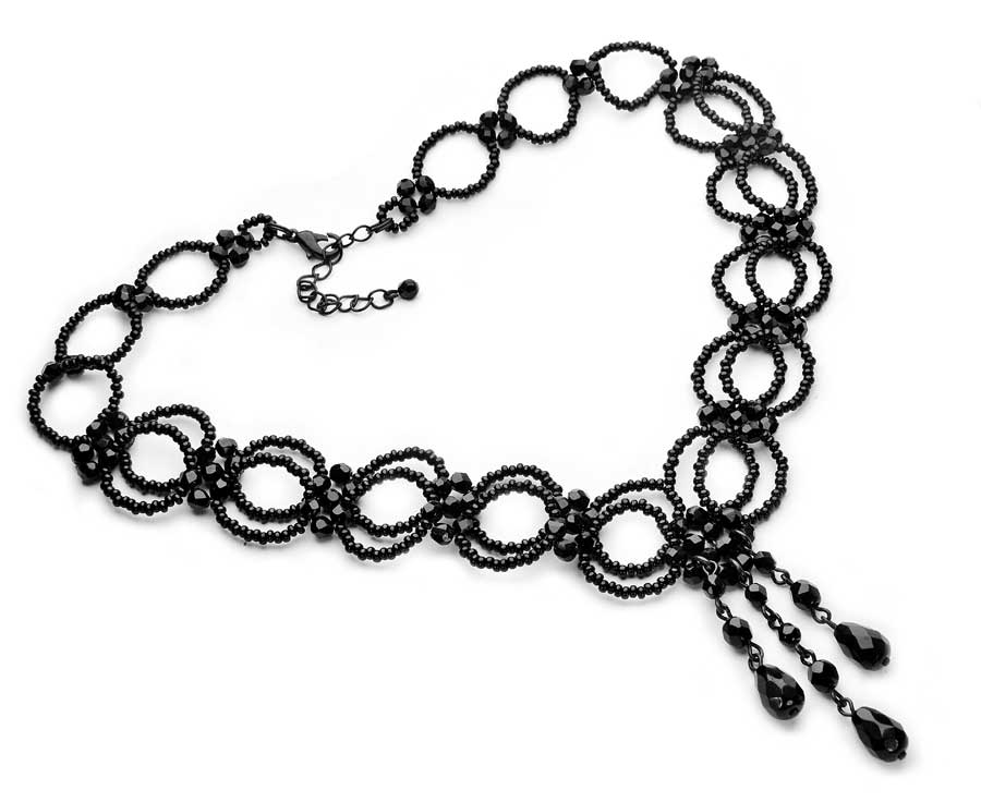 

Naszyjnik Czarny Dekolt Czeskie Szkło Choker Kiara
