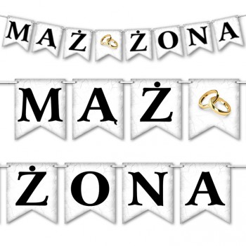 

Dekoracja Baner Girlanda Ślub Mąż Żona 170cm