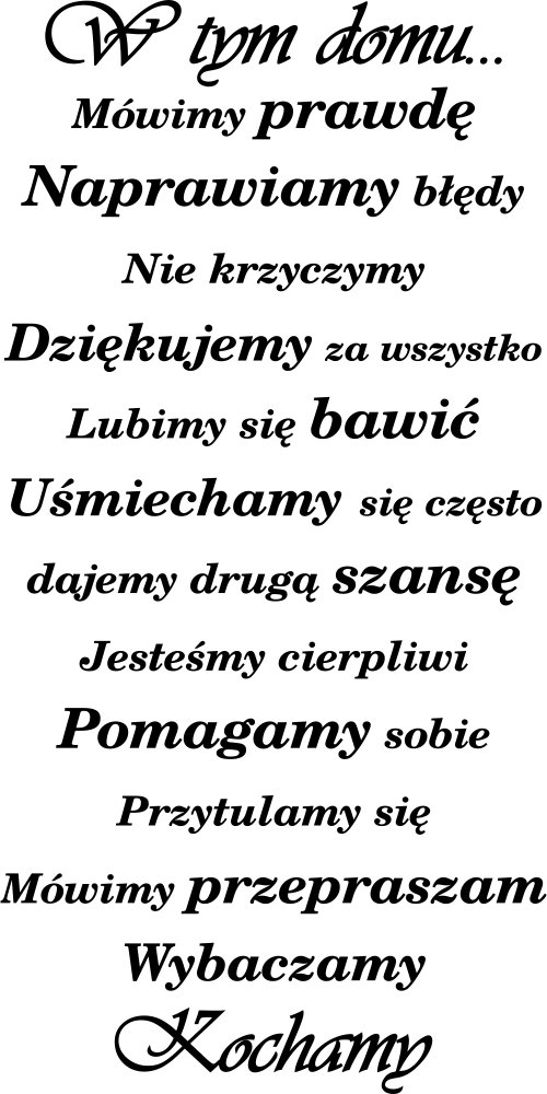 

Naklejka na ścianę Cytat W tym domu 200 cm