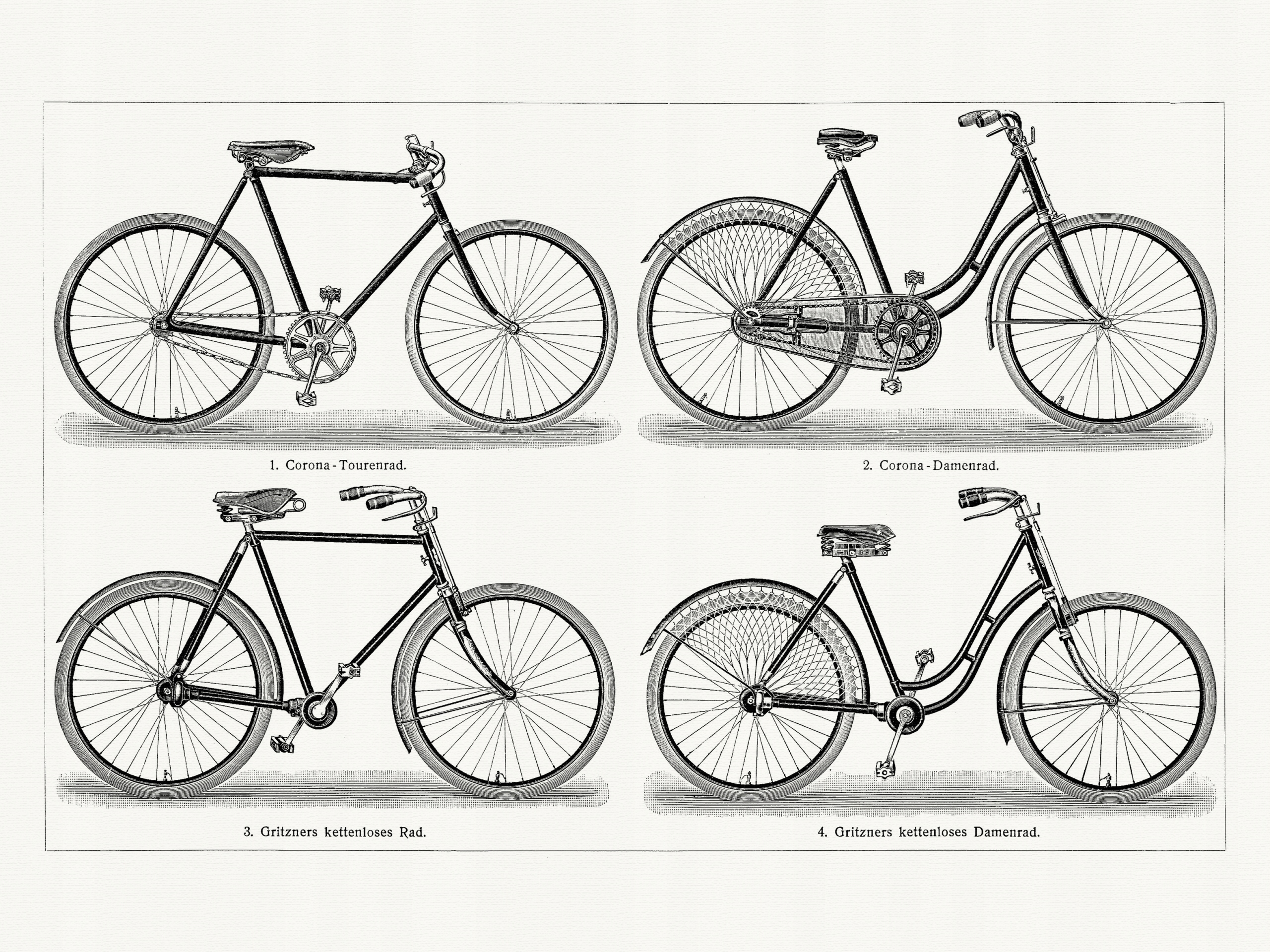 Technika Rowery litografia 1905 r.