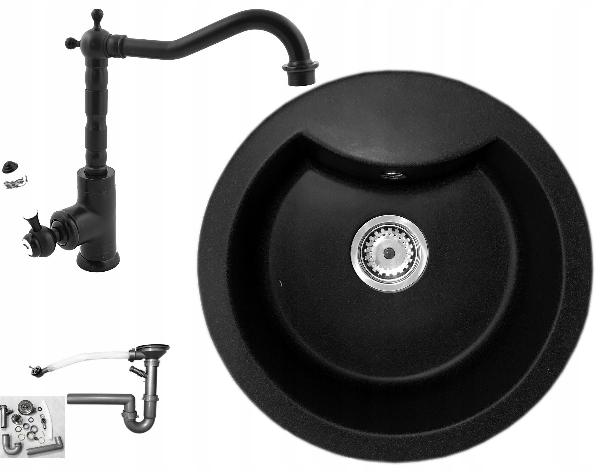 

Retro Bateria + Zlew Zlewozmywak Granitowy Okrągły
