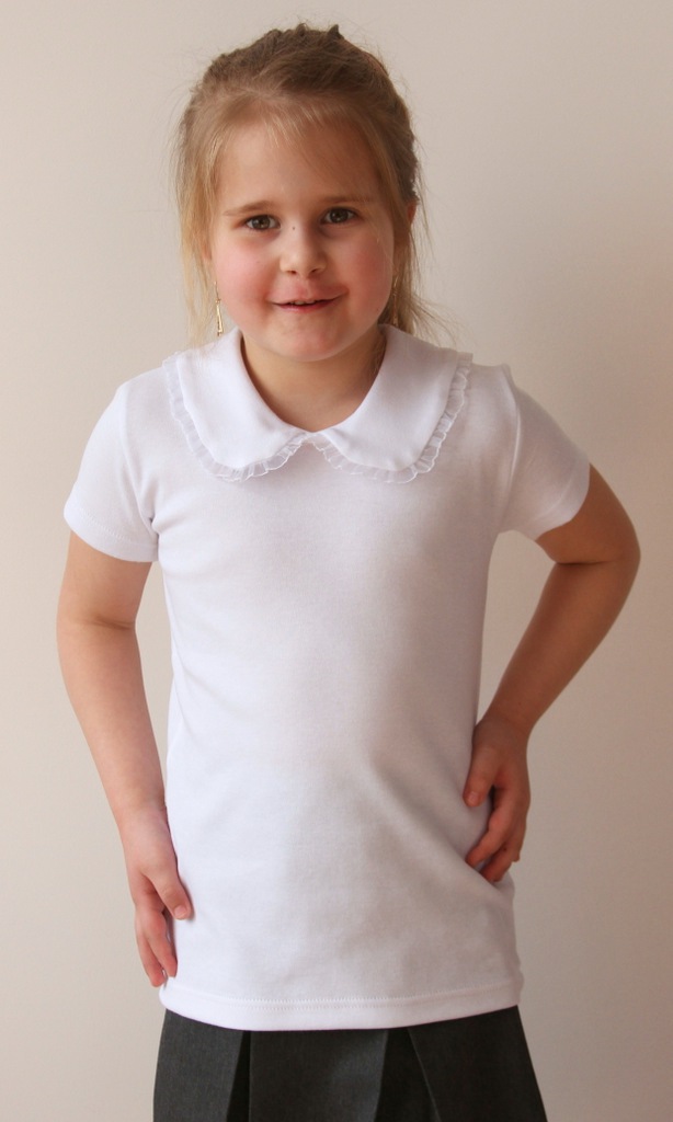 BLUZKA BIAŁA KRÓTKI PROSTY RĘKAW ROZ. 152 Rozmiar (new) 152