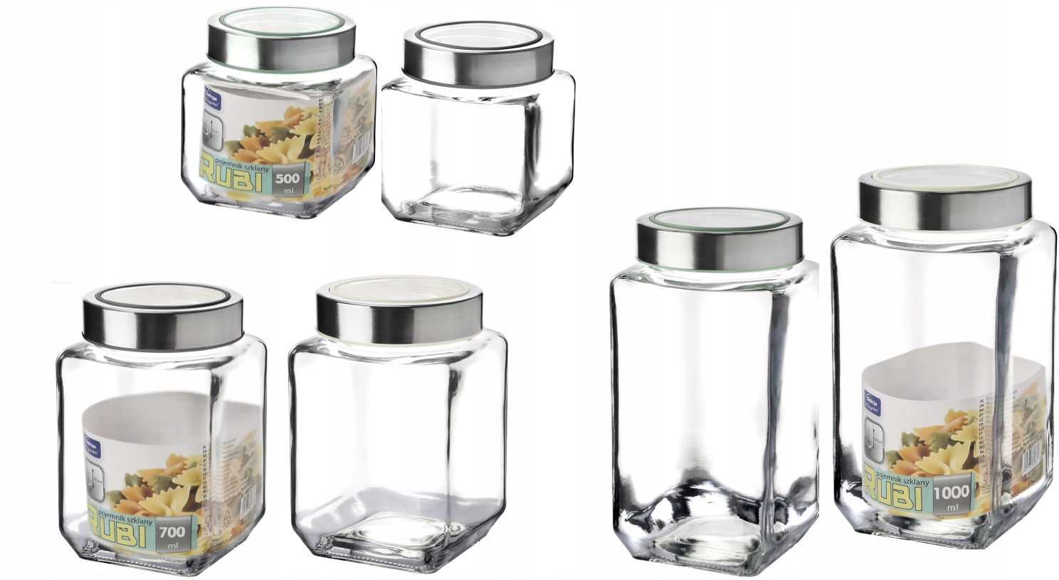 POJEMNIK SZKLANY RUBI 500ML SZARY Materiał wykonania szkło