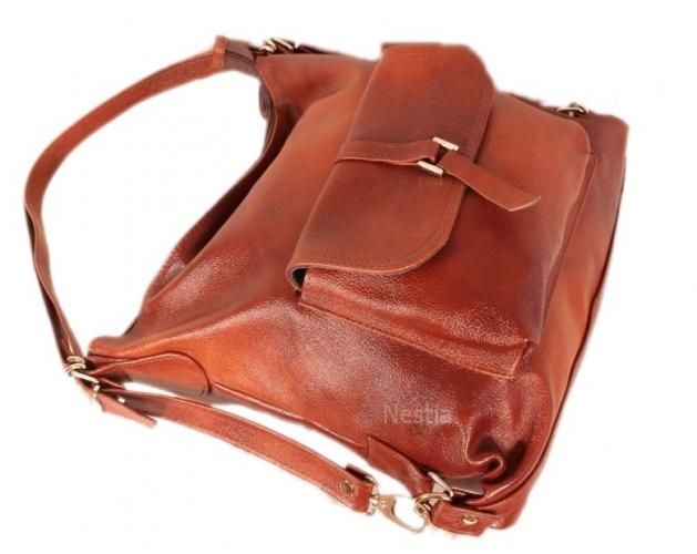 TOREBKA SKÓRZANA PLECAK A4 SKÓRA BRĄZOWO-RUDA HIT! Styl miejski