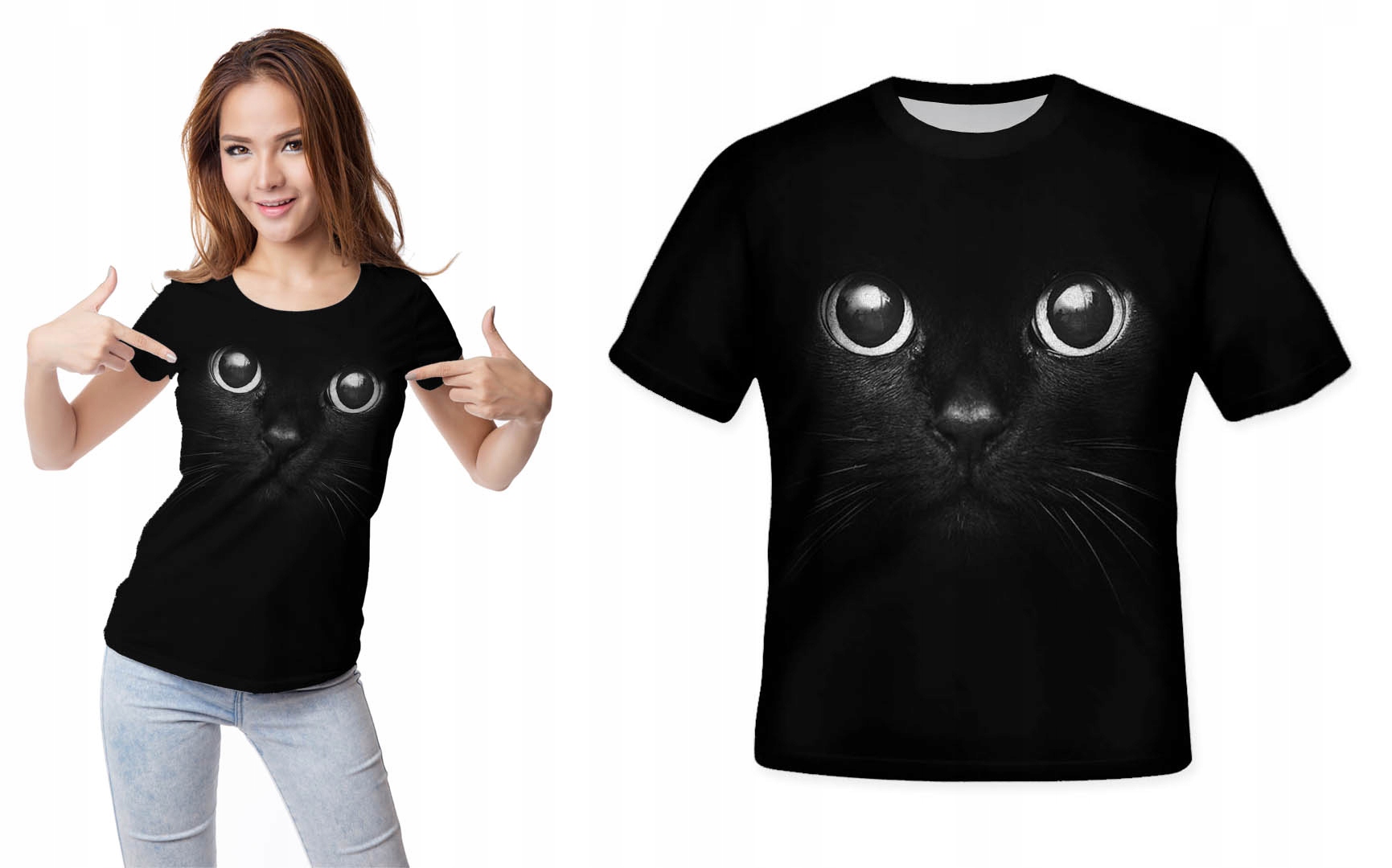 

Koszulka Fullprint Black Cat L Nadruk 3D Plakat