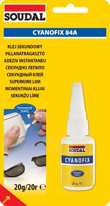 SOUDAL KLEJ SEKUNDOWY NATYCHMIASTOWY SUPER GLUE SZYBKI CYJANOFIX 20g
