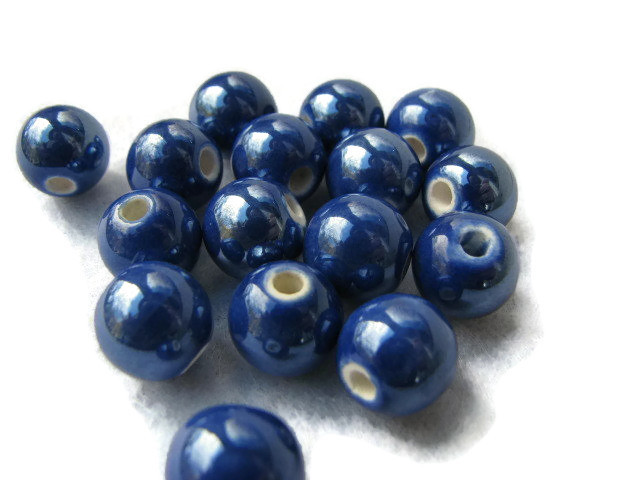 cc-33 Koraliki Ceramiczne Kulka 10mm-2 szt-Granat