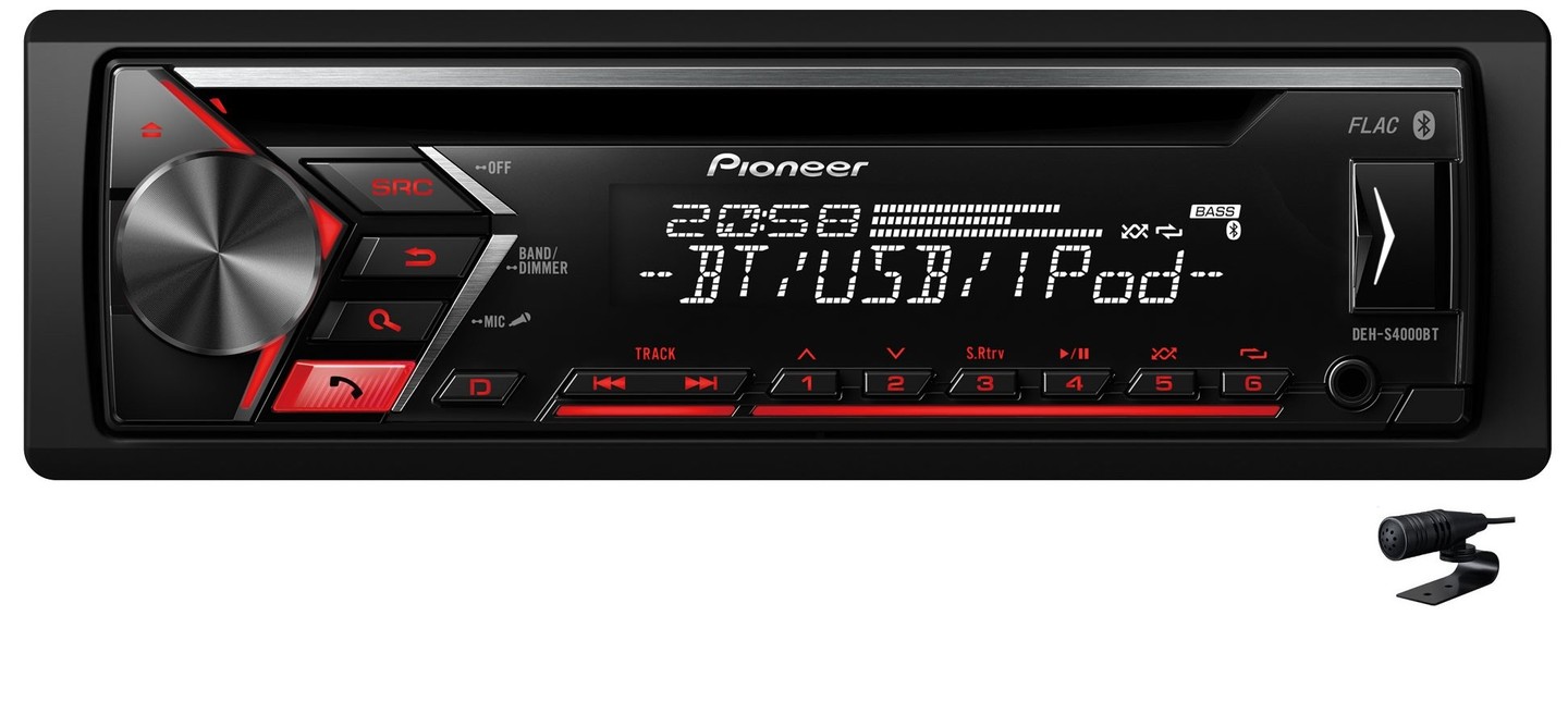 Autorradio  Pioneer DEH-S4000BT, 4x50W, Bluetooth, CD, Radio FM, USB, Aux