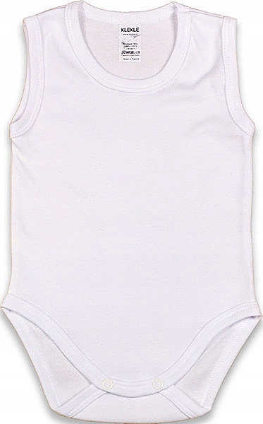 Body Ramiączko RAMKA Bez rękawa BIAŁE r 68 KLEKLE