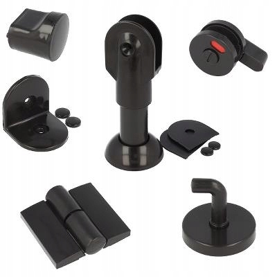 Kování pro Wc kabiny – sada černá, pravý závěs