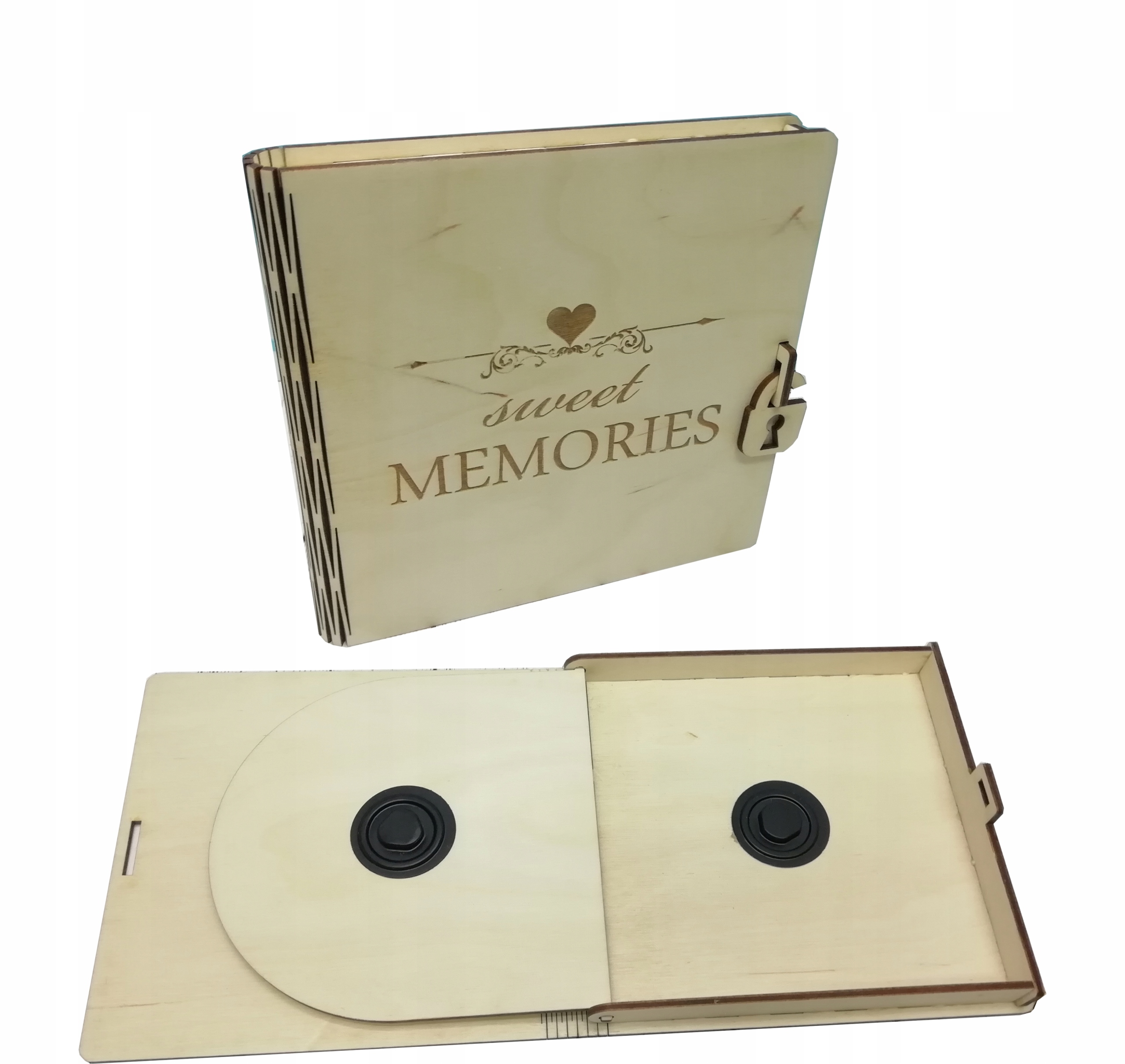 Drewniane pudełko na trzy 3 płyty CD/DVD Grawer