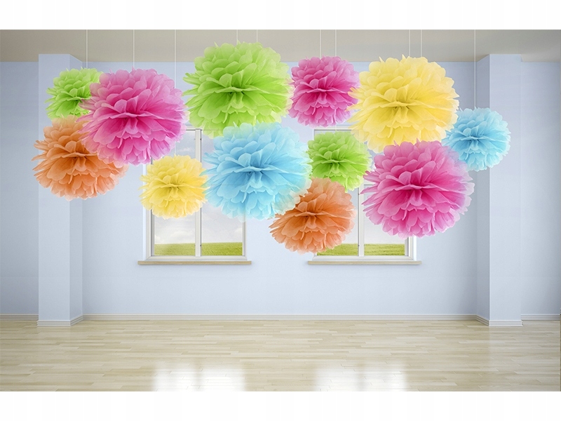 Pompon bibułowy pompony kule papierowe 23kol. 25cm Marka Party Deco