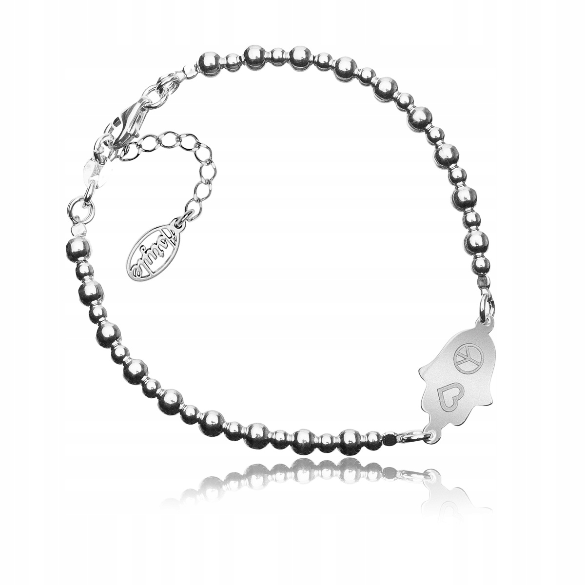 

Bransoletka hamsa srebrna rodowana Grawer Gratis