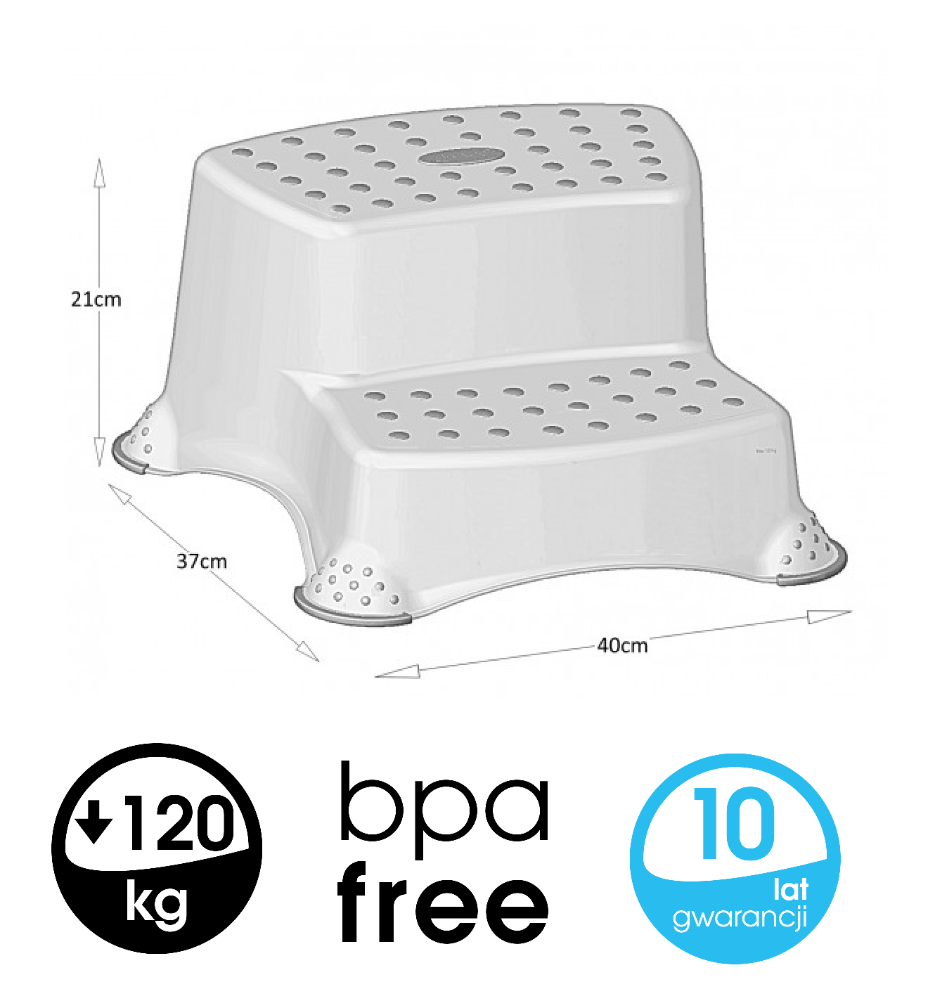 KEEEPER 10031 IGOR HIPPO Podest dwustopniowy antypoślizgowy biały Kod producenta 1003110001200