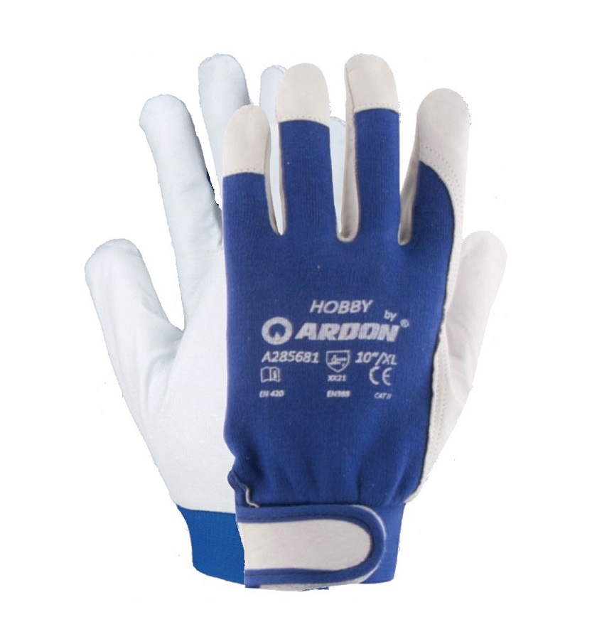Mocne Rekawice Robocze Skora 12 par HOBBY 10 Mark Ardon